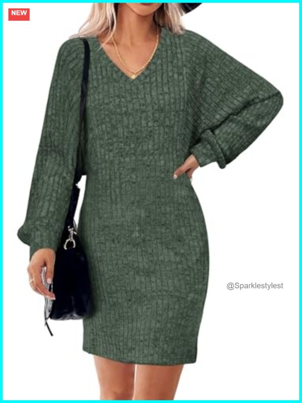 Womens Ribbed Knit Sweater Dress Long Sleeve Bodycon Midi Party Casual